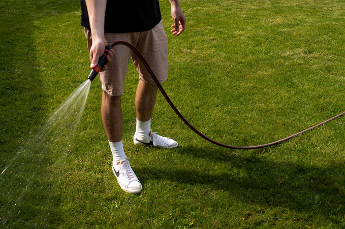 rinsing grass